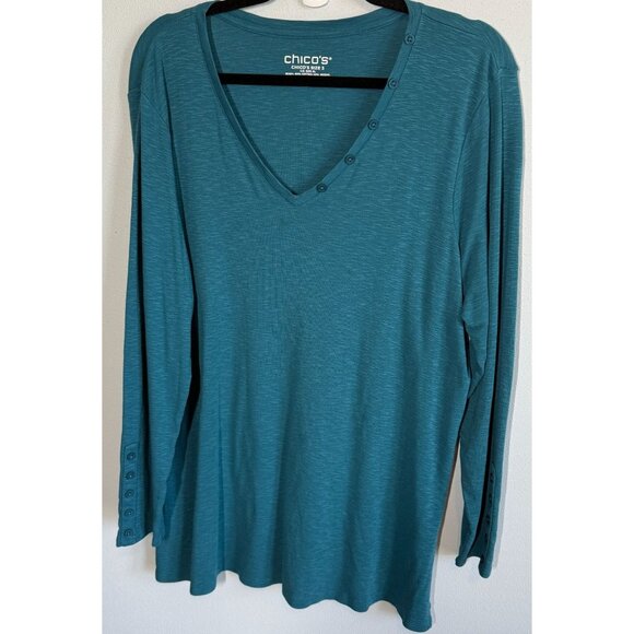 Chico's Tops - Chico's Tunic Knit Top V-Neck Button Detail Womens XL (3) Long Sleeve Soft Modal